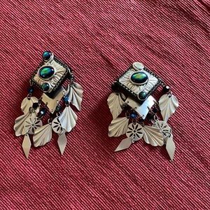 Silver Clip On Earrings with Stones
